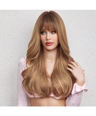 Emmor Ombre Brown Wigs - Curly Synthetic Women's Wig Heat-Resistant Long & Natural for Daily Use - Buy Online on GoSupps.com