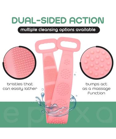 Silicone Body Scrubber & Exfoliating Facial Brush Set - Double Sided Quick Dry Antimicrobial - Perfect for Showering - Pink - Buy Online on GoSupps.com