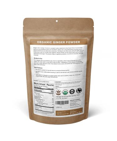 Organic Ginger Powder - USDA Certified, Non-GMO, Gluten-Free - 16oz Resealable Pack - Raw Ground Ginger Root - 44 Servings - 100% Pure & Natural - Buy Online on GoSupps.com