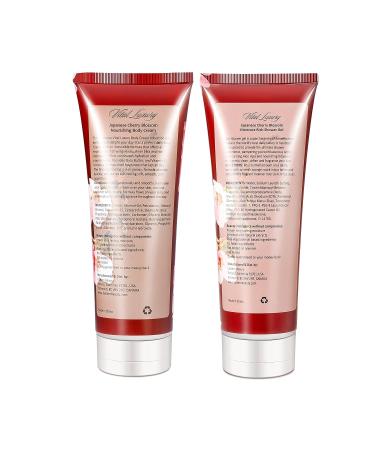 Japanese Cherry Blossom Scented Organic Shower Gel & Body Cream Gift Set - 8 FL OZ - Moisturizing Travel Essentials for Men and Women - Buy Online on GoSupps.com