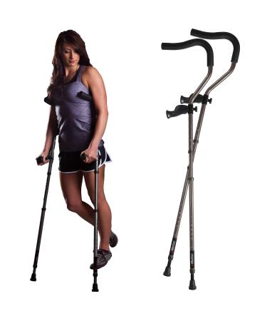 in-Motion Pro Crutches | Foldable | Ergonomic Handles | Spring Assist Technology | Articulating Tips | Size Tall (5'7" - 6'10") | Charcoal Grey Tall (5'7" - 6'10") Charcoal Grey