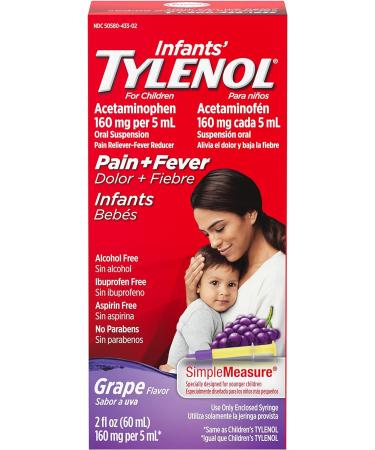 Infants' TYLENOL Oral Suspension Grape 2 Fl. Oz - Fast-Acting Pain Relief for Babies - Buy Online on GoSupps.com
