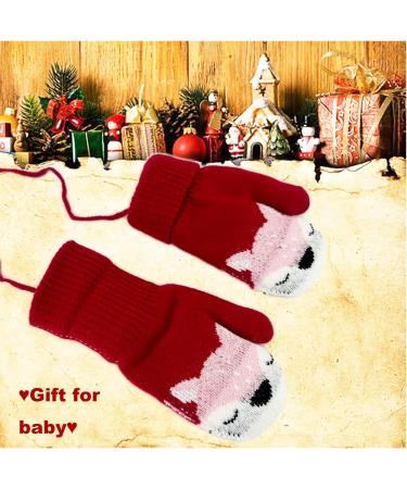 BEISIJIA Toddler Kids Winter Knitted Mittens | Cute Cartoon Gloves | Full Finger Mittens with String | Navy Blue+Red | Ages 1-4 - Buy Online on GoSupps.com