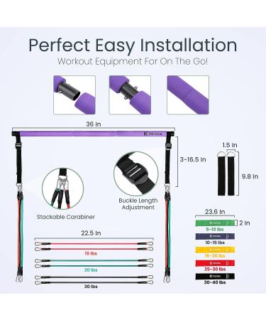 Pilates Bar Kit with 11 Resistance Bands - Portable Fitness Equipment for Home Workouts - Buy Online on GoSupps.com