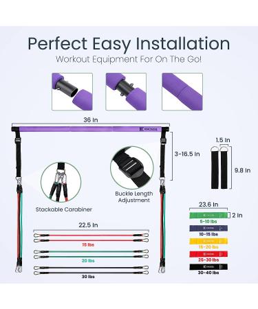 Pilates Bar Kit with 11 Resistance Bands - Portable Fitness Equipment for Home Workouts - Workout Bars for Men and Women (Natural Rubber) - Buy Online on GoSupps.com