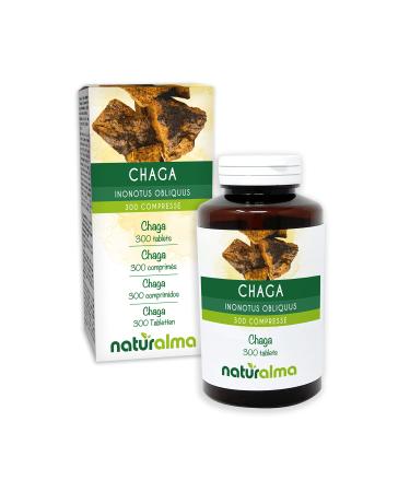 Chaga or Oblique Polypore (Inonotus obliquus) Naturalma mushroom - 150 g - 300 tablets - dietary supplement - natural and vegan