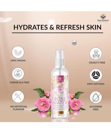 Eeva Extracts - Organic Rose Water I Natural Hydrates Cleanses & Moisturises for Skin & Face I No Sulphate Alcohol &Parabens I pH Balancer I Facial Toner Spray I for Women & Men 100Ml - Buy Online on GoSupps.com