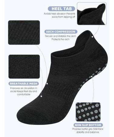 Yogingo 4 Pairs Yoga Socks for Men & Women - ABS Grip Slide-Resistant Warm & Cuddly Anti-Slip Pilates Socks - 4x Black - Buy Online on GoSupps.com