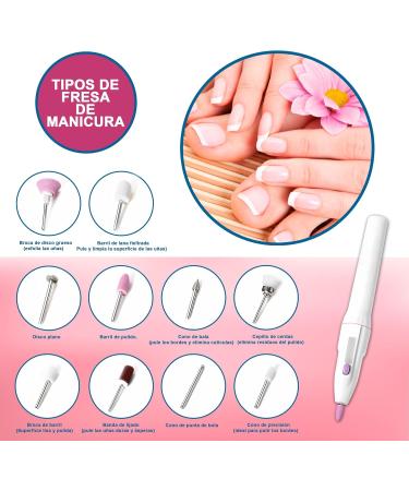 Electric manicure and pedicure kit 18-element nail lathe. The nail set includes 10 types of drill bits or mills for polishing and styling nails file scratcher and foot pad. - Buy Online on GoSupps.com