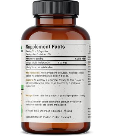 Futurebiotics Ginkgo Biloba 500mg Extra Strength - Brain Health, Memory & Circulation Support - 120 Vegetarian Capsules - Buy Online on GoSupps.com