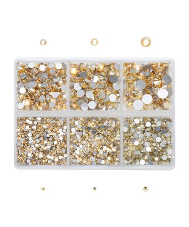 4300 Flat Back Nail Art Rhinestones Set with Storage Box & Picking Pen - Champagne | 6 Sizes (2-6.5mm) for DIY Crafts - Buy Online on GoSupps.com