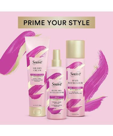 Suave Pink Blow Dry Accelerator 6 oz - Heat Protectant Spray with Detangling Benefits - Buy Online on GoSupps.com