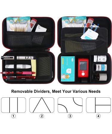 BOVKE Diabetic Supplies Travel Case - Insulin Pens, Glucose Meters, Test Strips, Medication Storage - Black - Buy Online on GoSupps.com