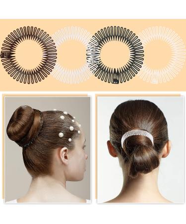 20 Pcs Flexible Circle Comb Hairband Holder for Women Girls - Black, Coffee, Clear, White | 90s Hair Accessories for Yoga Sports - Buy Online on GoSupps.com