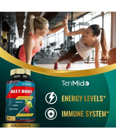 Beet Root Extract Capsules 4 Months Supply & Green Tea Ginseng Black Pepper | Increased Energy Athletic Performance Supports Boosts Stamina | Nutritional Workout Supplements - Buy Online on GoSupps.com