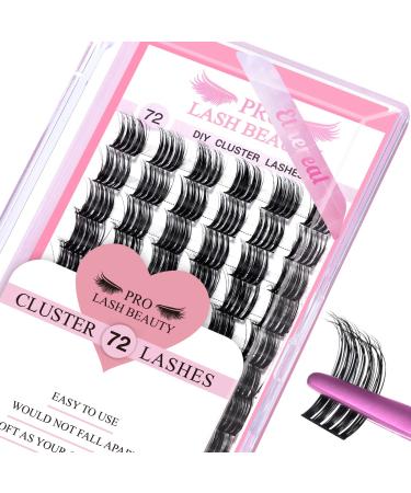 Cluster Lashes 72 Pcs Lash Clusters DIY Eyelash Extension Individual Cluster Eyelashes Ethereal Style Self-Application Fluffy Super Thin Band Reusable Soft & Comfortable(Ethereal-D-10mm)