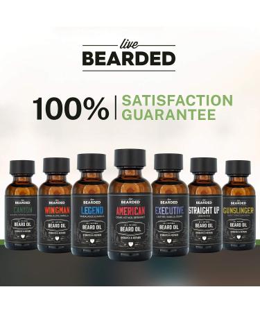 Live Bearded Executive Beard Oil - 1 fl. oz. - Premium Beard Care with Jojoba Oil - Soothes Itch and Dry Skin - All-Natural Leather, Vanilla, Cedar Scent - Made in USA - Buy Online on GoSupps.com
