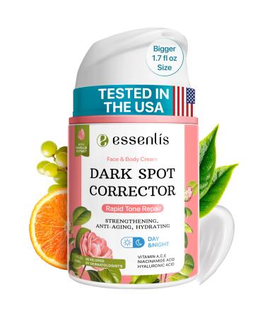 ESSENLIS Dark Spot Remover for Face Body Underarms Armpit Knees Elbows Sensitive Area Promotes Anti-Aging Effect Dark Spot Corrector for Women and Men (1 7 Fl Oz)