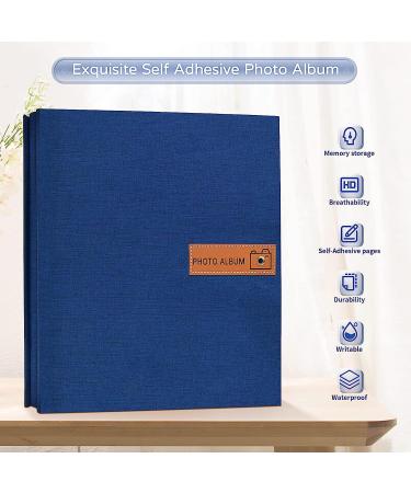 Self Adhesive Large Photo Album 4x6 5x7 8x10 Scrapbook DIY 60 Pages Dark Blue - Perfect Gift for Mom, Family, Baby, Wedding - Includes Metal Pen and Plastic Board - Buy Online on GoSupps.com