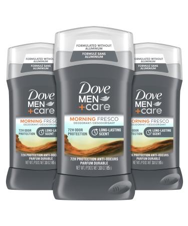 DOVE MEN + CARE Deodorant Stick For Men Morning Fresco Aluminum Free 72-Hour Odor Protection Mens Deodorant With Essential Oils & 1/4 Moisturizing Cream 3 Ounce (Pack of 3) Morning Fresco 3 Ounce (Pack of 3)