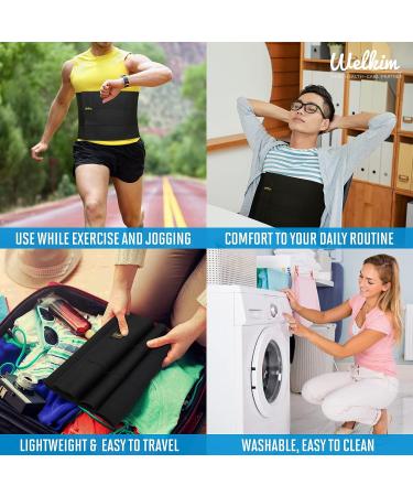 Welkim Abdominal Binder Black - 12 Inch Wide Support Belt for Lower Waist, Hernia, Postpartum & Weight Loss - Large - Buy Online on GoSupps.com