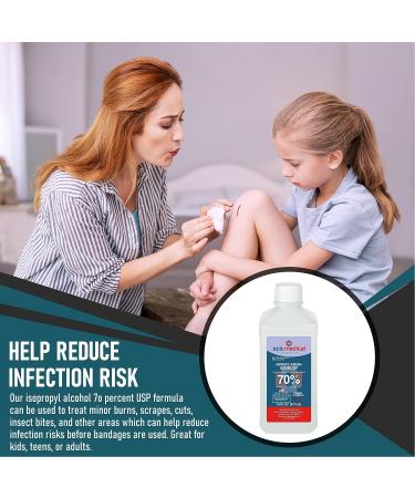 Isopropyl Rubbing Alcohol 70% USP 16 oz Bottle - First Aid Antiseptic for Minor Wounds, Cuts & Scrapes - Buy Online on GoSupps.com