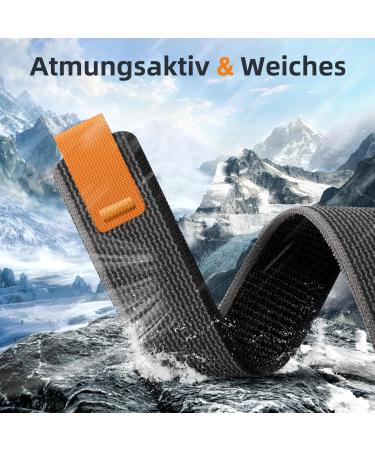Easuny 22mm Nylon QuickFit Sports Watch Bracelet - Compatible with Garmin Fenix 6 Pro Fenix 7 Forerunner 945/965 & Instinct Series - Black Gray - Buy Online on GoSupps.com