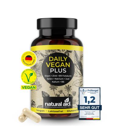 Natural Aid Daily Vegan Zink Multivitamin capsules 100% vegan 120 pieces of vitamins laboratory testing o. Additions in DE Made Immune system Strengthening minerals complex iodine selenium zinc - Buy Online on GoSupps.com