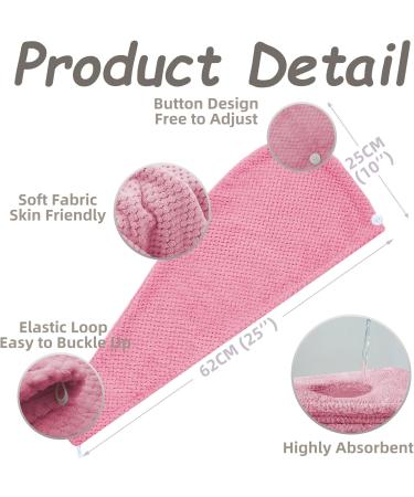 Premium Pink Hair Turban Towel with Button | Microfiber Head & Long Hair Towel for Quick Drying - International Shipping Available - Buy Online on GoSupps.com