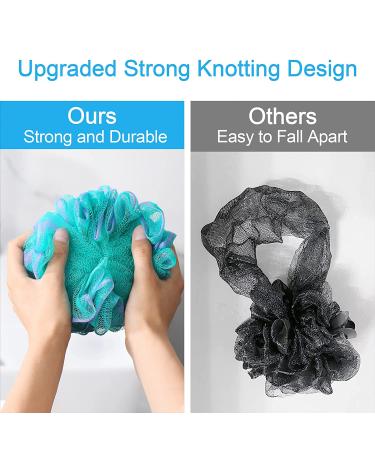 AmazerBath Exfoliating Body Scrubber Set - 4 Flower Color Loofah Sponges - Large Size - Green-Purple - Buy Online on GoSupps.com