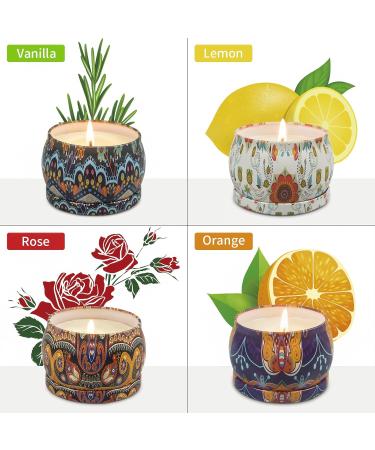Scented Candles Home Gift Set - 100% Natural Soy Wax Aromatherapy - Stress Relief Birthday & Christmas Gifts - Vanilla Rose Orange Lemon - Bohemian 4 Pack - Buy Online on GoSupps.com