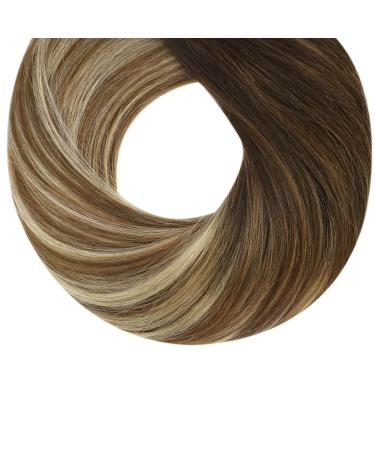 Ugeat Real Hair Microring Extensions - Ombre Brown to Bleach Blonde - 50cm 50g Balayage Micro Loop #4/6/613 - Buy Online on GoSupps.com