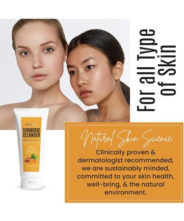 Turmeric Facial Cleanser - Natural Anti-Aging Exfoliating Formula for Acne Scars Age Spots & Sun Damage - 5 OZ Nourishing Glow - Buy Online on GoSupps.com