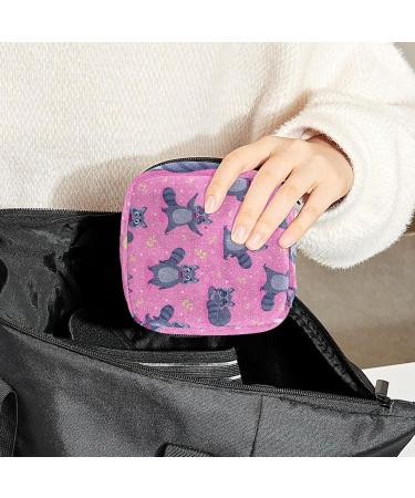 Raccoons Cartoon Sanitary Napkin Storage Bag - Portable Period Pouch for Women & Teens - Multi-Colored - Buy Online on GoSupps.com