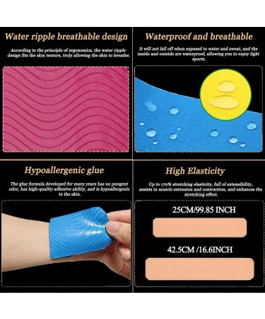Kinesiology Tape Precut(5cmx25cm 52 Strips) Hypoallergenic Waterproof & Breathable K Tape Athletic Tape Physio Elastic Sports Tape Pain Relief Adhesive for Muscles Elbow Knee & Shoulder Sports(Mix Color) - Buy Online on GoSupps.com