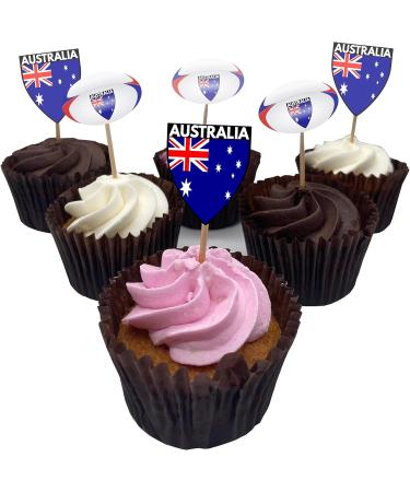 Australia Flag Rugby Ball Food & Cupcake Picks Toppers Party Decorations (14 Pack) - Buy Online on GoSupps.com