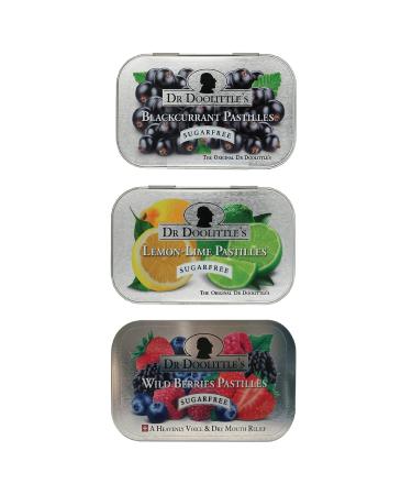 Dr. Doolittle s Soft Fruit Pastilles Sugar Free Variety Pack for Voice and Throat 2.12 Ounce Tin Approximately 25 Count Package 3 Pack