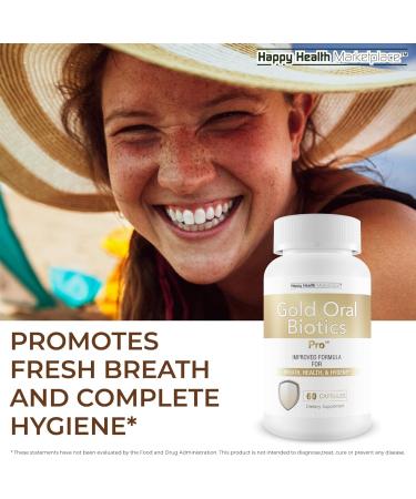 Gold Oral Biotics Pro - Our Best Oral Health Probiotics and Prebiotics - Advanced Oral Probiotics for Mouth Bad Breath - 11 Strain 40 Billion CFU Probiotic Capsules - Tooth and Gum Dental Probiotic - Buy Online on GoSupps.com