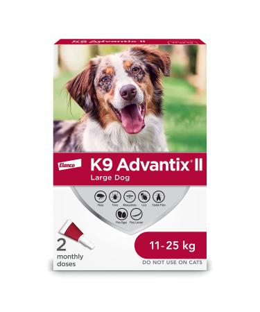 K9 Advantix II Flea and Tick Treatment for Large Dogs weighing 11 kg to 25 kg (24 lbs. to 55 lbs.)-2 doses
