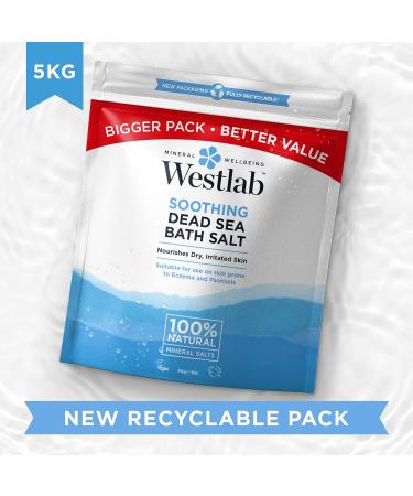 Westlab Soothing Dead Sea Salt 5kg Resealable Pouch - 100% Natural Mineral Salts for Nourishing & Soothing Dry Skin - Unscented - Pack of 1 - Buy Online on GoSupps.com