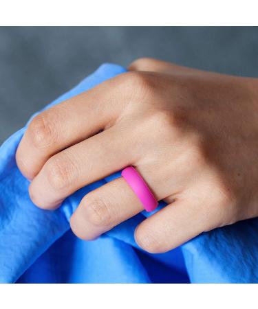 ThunderFit Silicone Wedding Bands for Women - 5.6mm Width - 2mm Thickness - Size 7.5-8 (18.20mm) - Teal Pink Black White - Buy Online on GoSupps.com