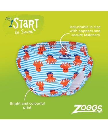 Zoggs Adjustable Reusable Swim Nappy | Unisex Baby 3-24 Months | Blue/Stripe/Octo Pirate - Buy Online on GoSupps.com