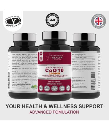 High Absorption Vegan CoQ10 200mg Softgel Capsules - 120 Count, Made in UK to GMP Standards - Buy Online on GoSupps.com