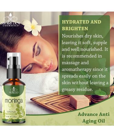Organic Moringa Seed Oil - 100% Pure, Cold Pressed, Unrefined (2 fl. oz) | Anti-aging Natural Moisturizer for Face, Body, Hair & Skin Care - Morgan Cosmetics - Buy Online on GoSupps.com