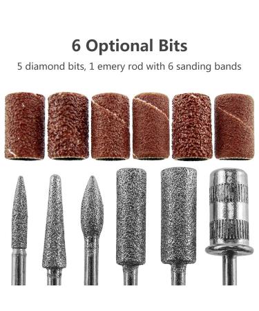 Pinkiou Portable Electric Nail Drill Set - Manicure & Pedicure Kit with 6 Nail Drill Bits - Red - Buy Online on GoSupps.com