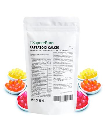 Saporepuro calcium lactate powder 50 gr - Ideal for spherification in molecular cuisine 50 g (1 pack)