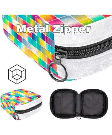 Abstract Colorful Square Grid Sanitary Napkin & Period Storage Bag - Color24 - Buy Online on GoSupps.com