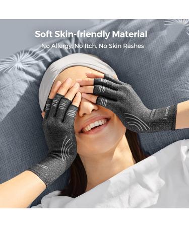 FREETOO Arthritis Gloves for Women - Compression Gloves for Carpal Tunnel & Pain Relief - Fingerless Gloves for Rheumatoid & Tendonitis - Small, Grey-Black - Buy Online on GoSupps.com