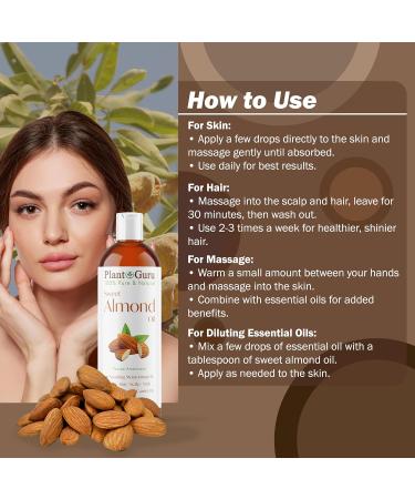 Sweet Almond Oil 4 oz - 100% Pure Cold Pressed Carrier Oil for Skin Hair & Body Moisturizer - Ideal for Creams Lotions Lip Balm & Soap Making - Buy Online on GoSupps.com