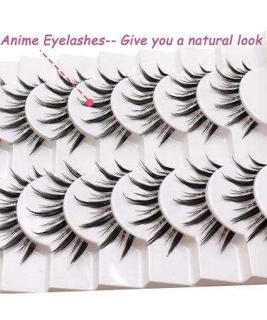 Losha Lashes Manga False Eyelashes - Natural Look Wispy Faux Mink Lashes with Clear Band | 10 Pairs Individual Cluster Lashes for a Demon Manga Look - Buy Online on GoSupps.com